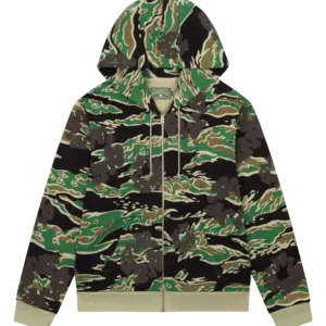 Green Camo Cotton Wreath Zipper Hoodie