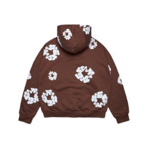 Cotton Wreath Zip Hoodie Brown
