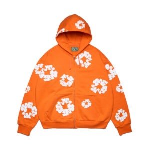 Cotton Wreath Zip Hoodie Orange