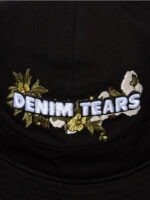 Cotton Floral Logo Bucket Hat Black