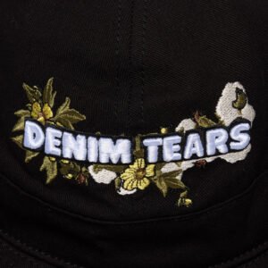 Cotton Floral Logo Bucket Hat Black