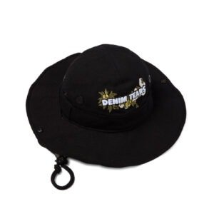 Cotton Floral Logo Bucket Hat Black